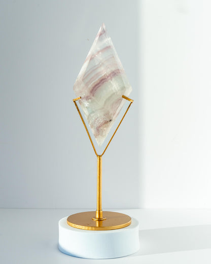 Lavender Fluorite Diamond on Stand Healing Crystal