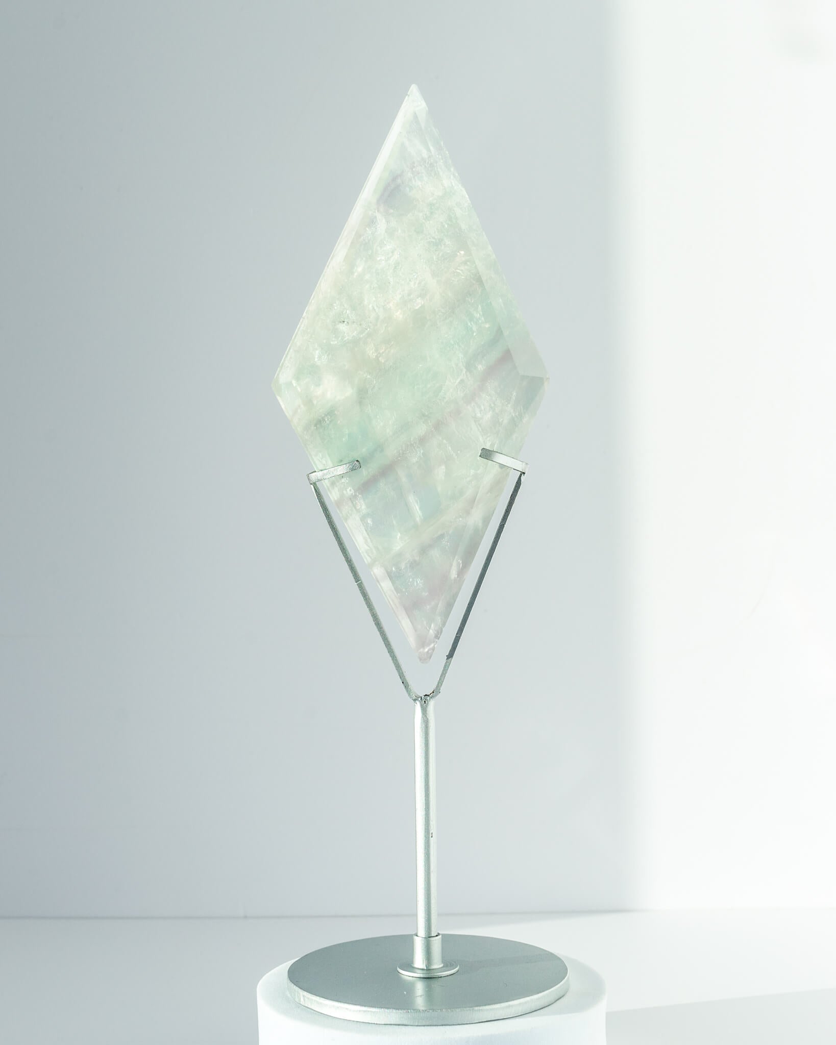 Lavender Fluorite Diamond on Stand Healing Crystal