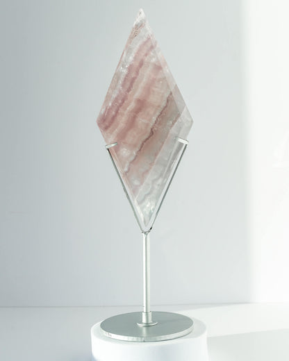 Lavender Fluorite Diamond on Stand Healing Crystal