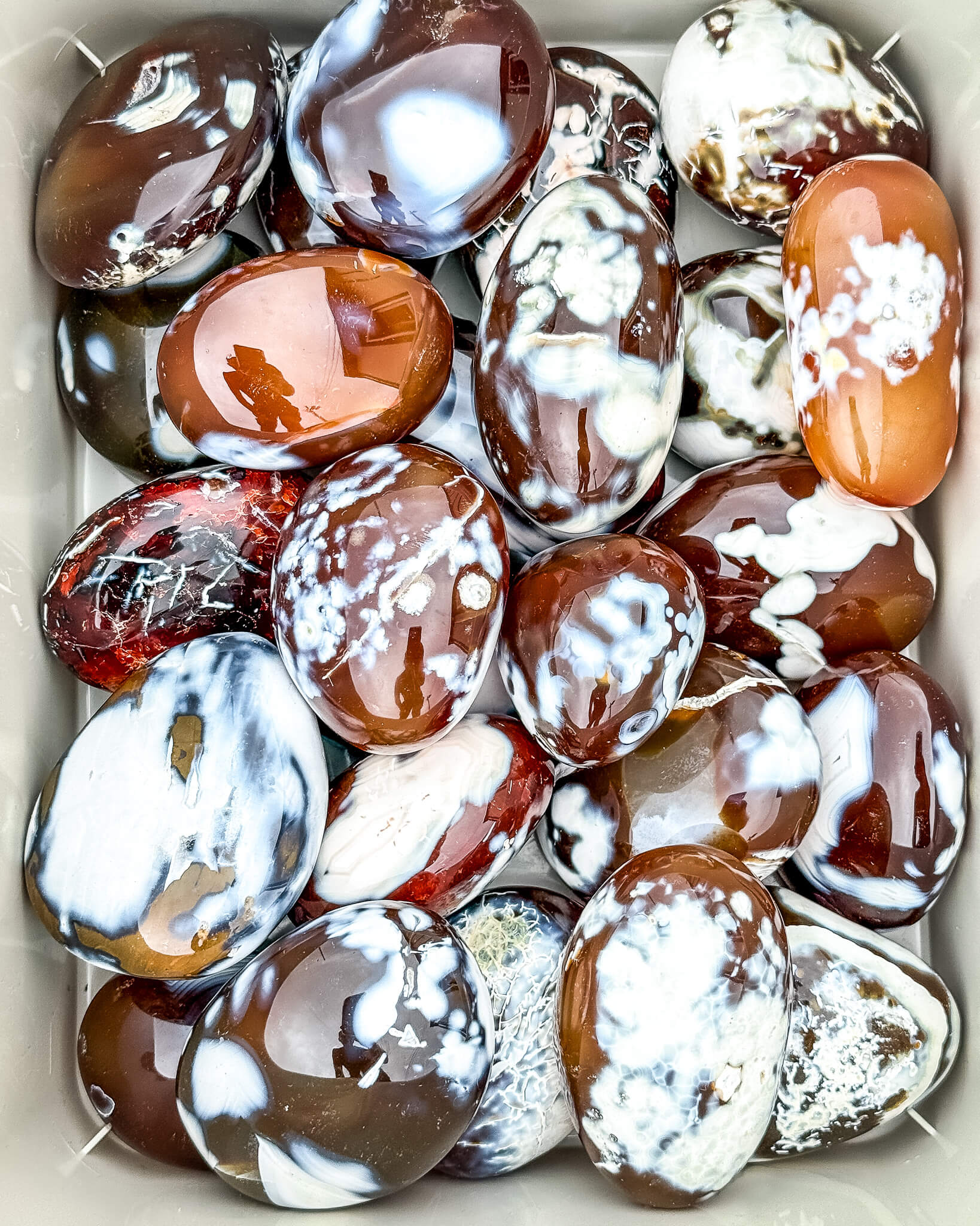 Orca Agate Carnelian Palm Stone