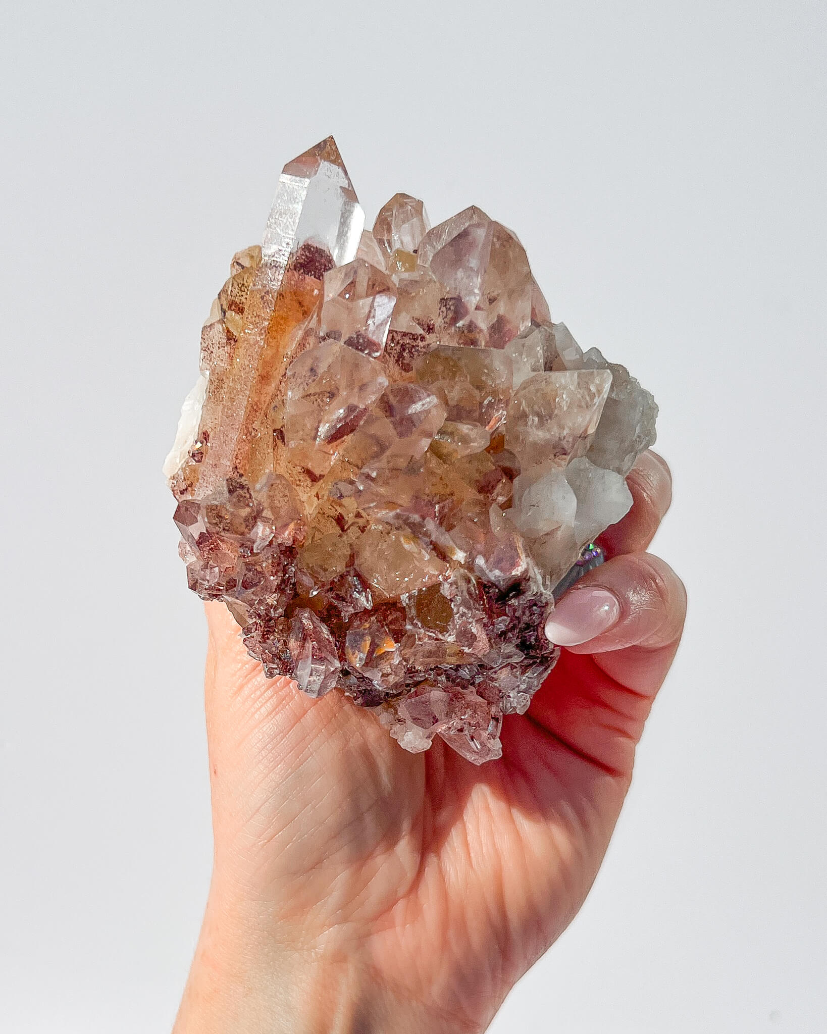 Hematite Phantom Quartz Cluster Healing Crystal