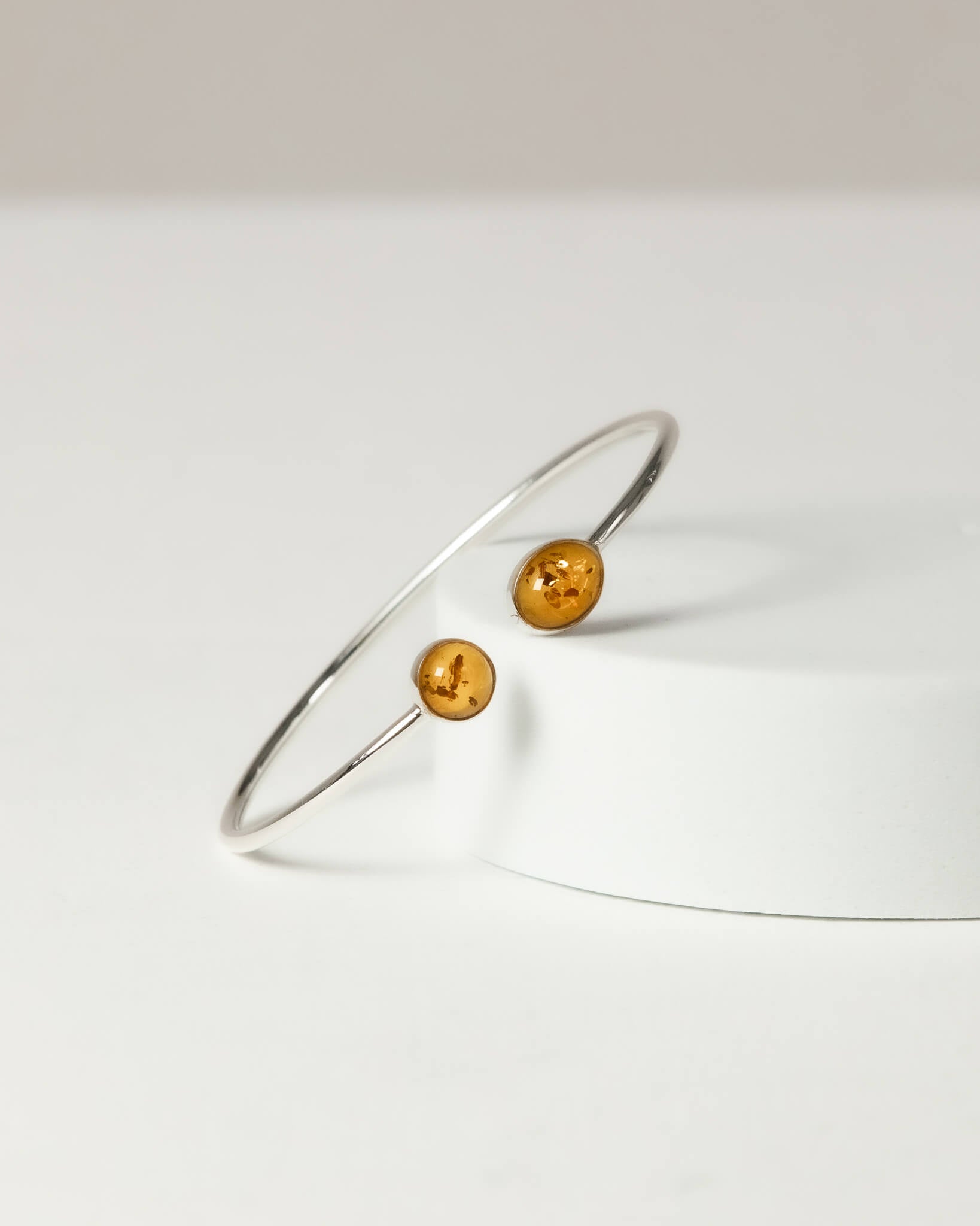 Amber Bangle 925 Sterling Silver Bracelet Healing Crystal