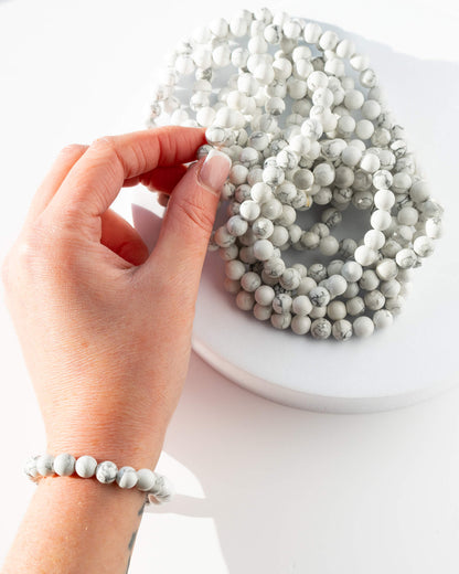 White Howlite 8mm Bead Bracelet Healing Crystal