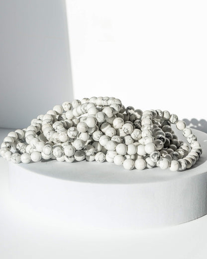 White Howlite 8mm Bead Bracelet Healing Crystal