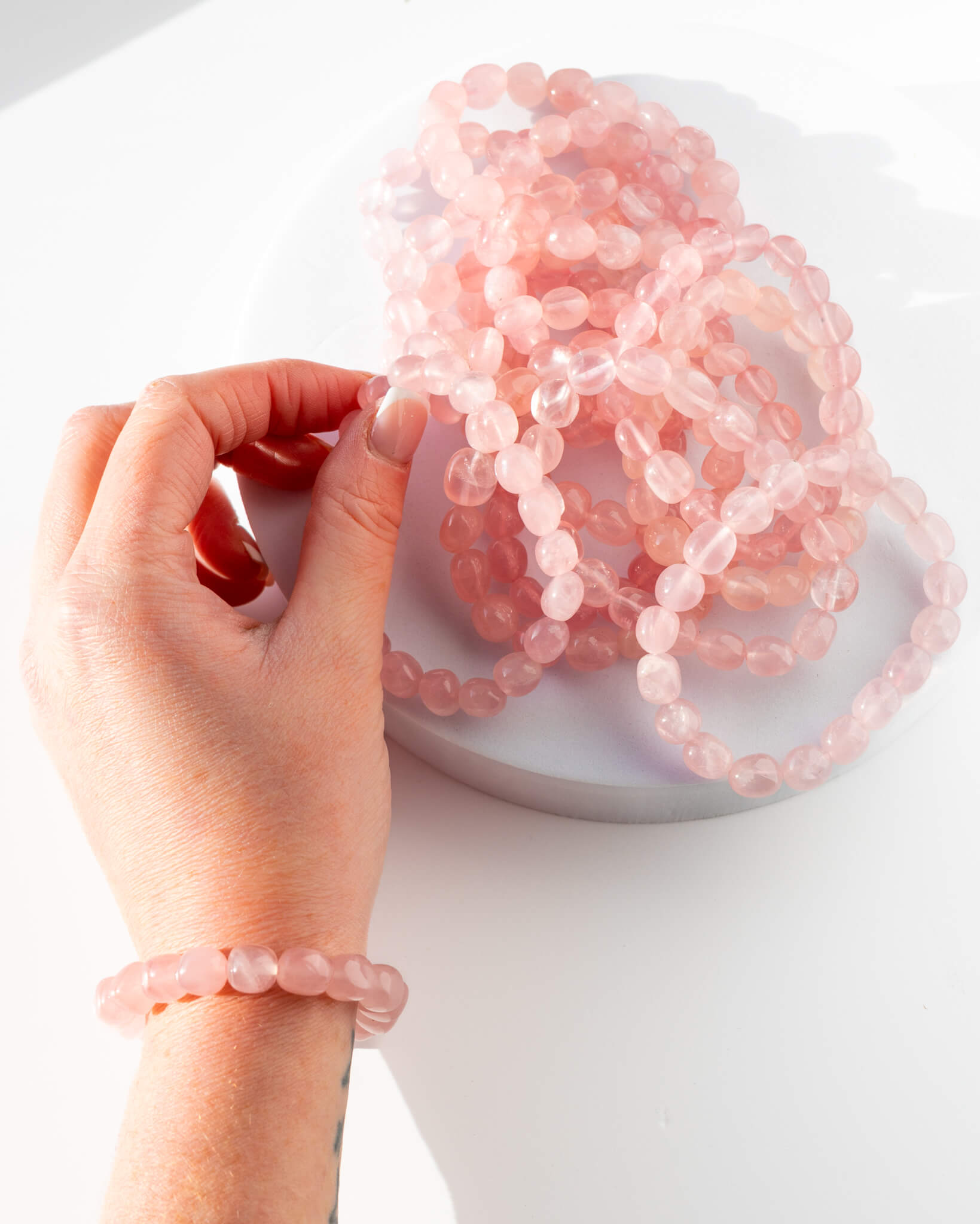 Rose Quartz Nugget Bracelet Healing Crystal