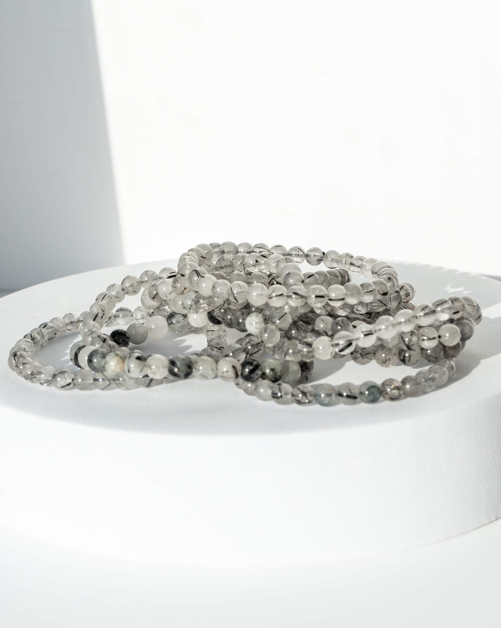 Tourmaline In Quartz 6mm bead Bracelet Healing Crystal