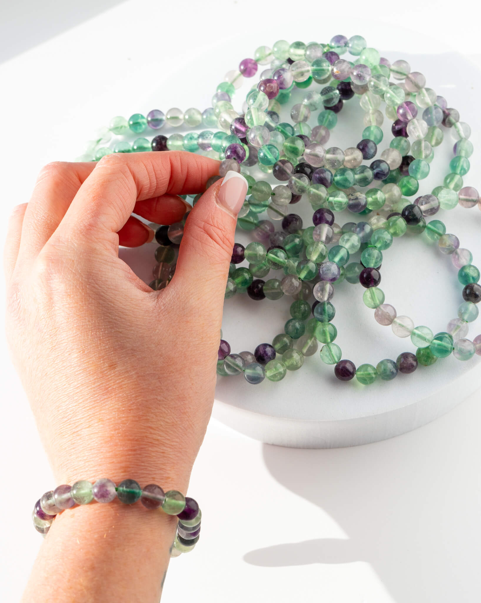 Rainbow Fluorite 8mm Bead Bracelet Healing Crystal