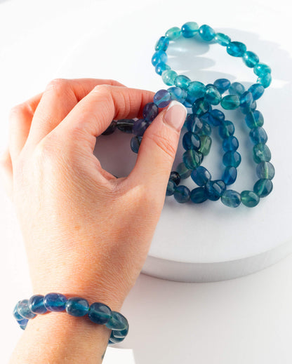 Blue Fluorite Nugget Bracelet Healing Crystal
