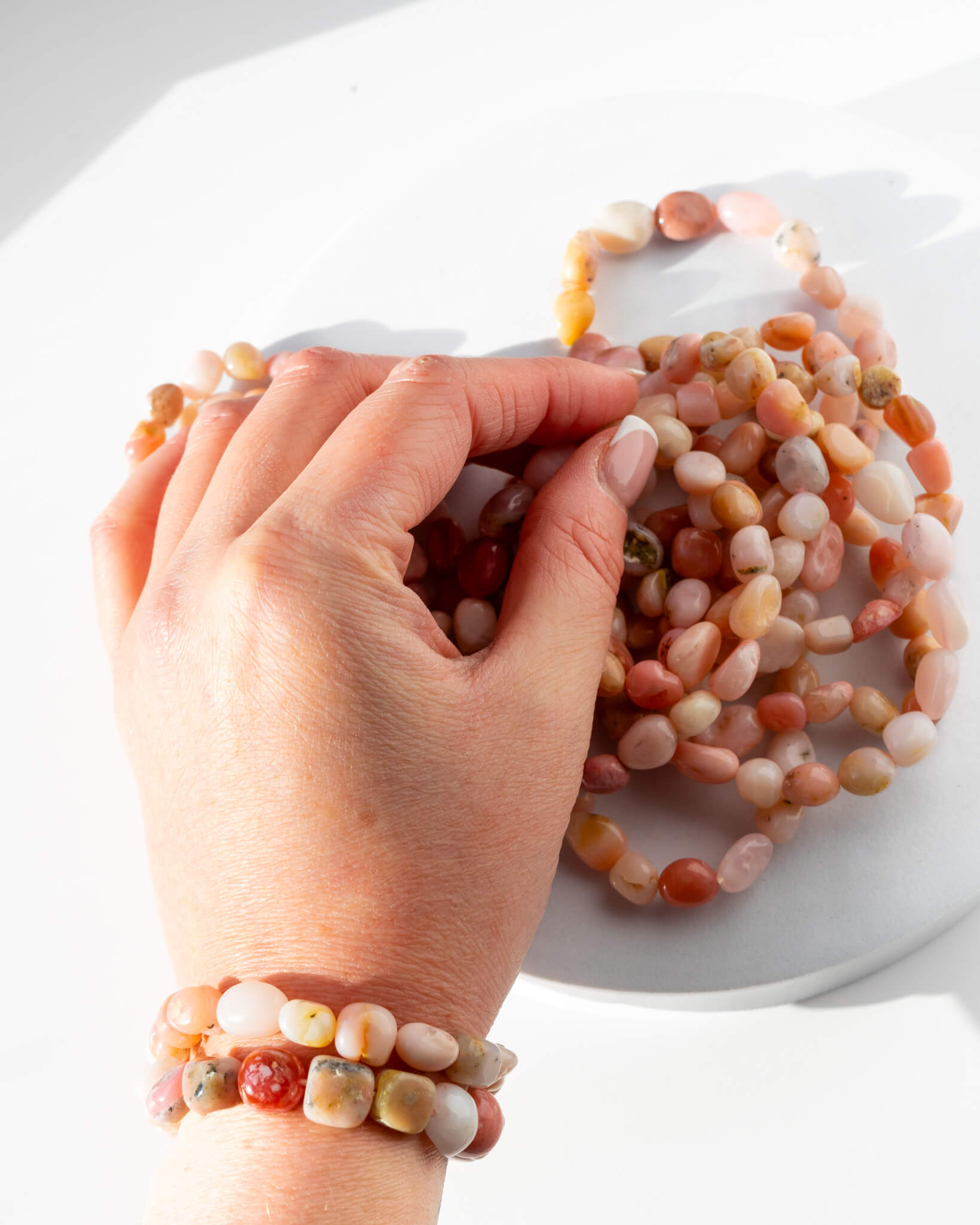 Pink Opal Nugget Bracelet Healing Crystal