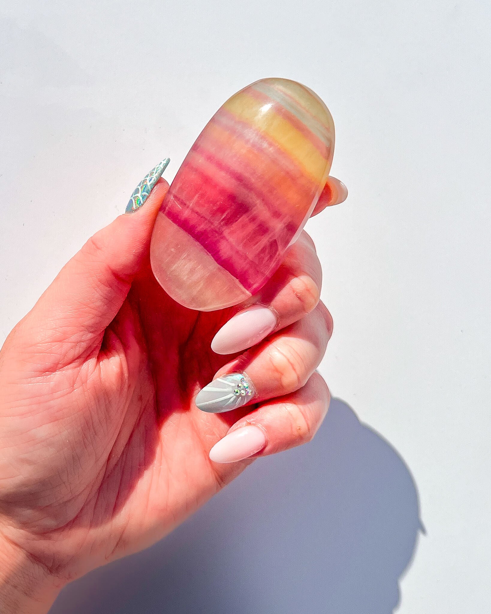 Candy Fluorite Palm Stone Healing Crystal