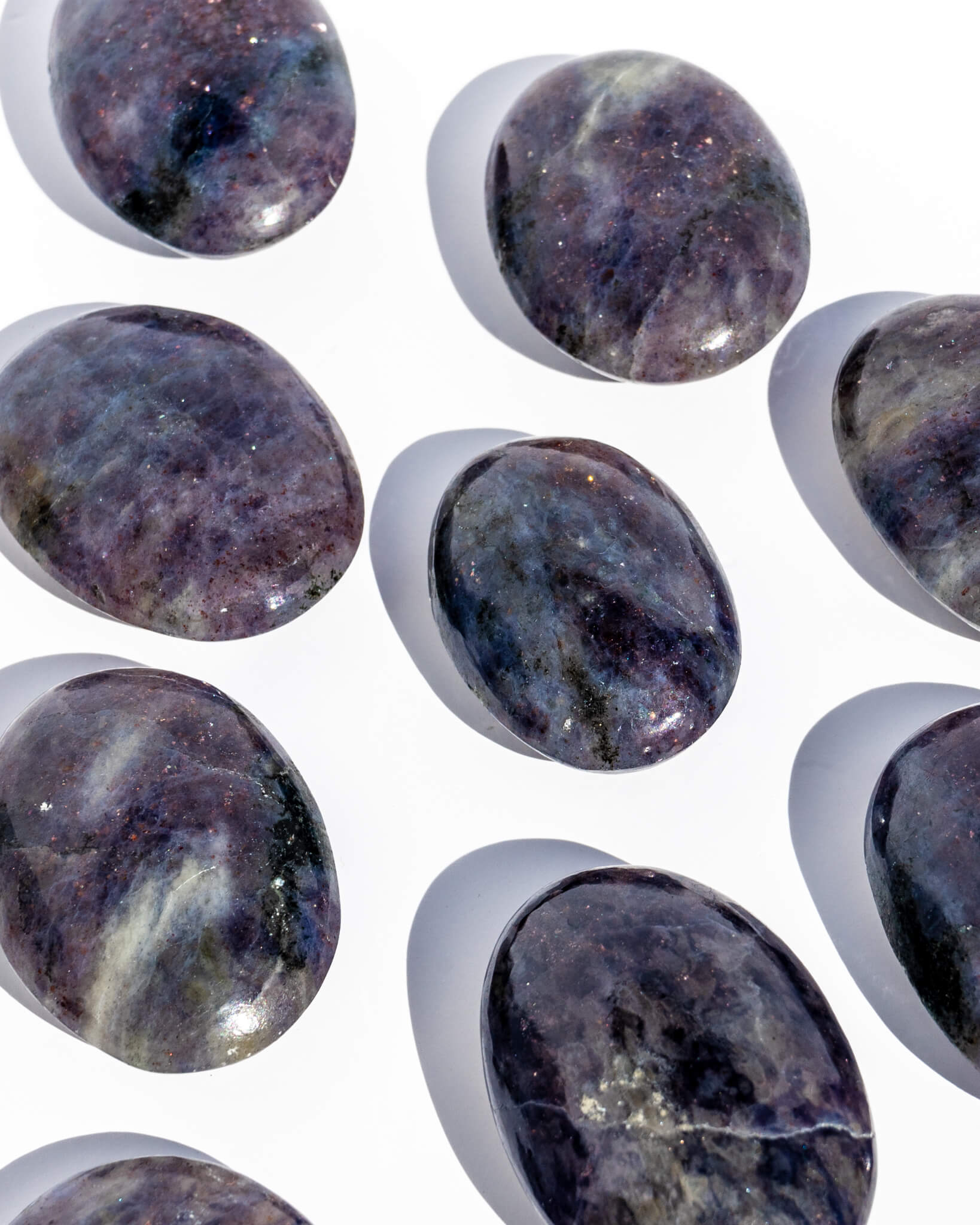 Iollite & Sunstone Crystal Palm Stone - 17