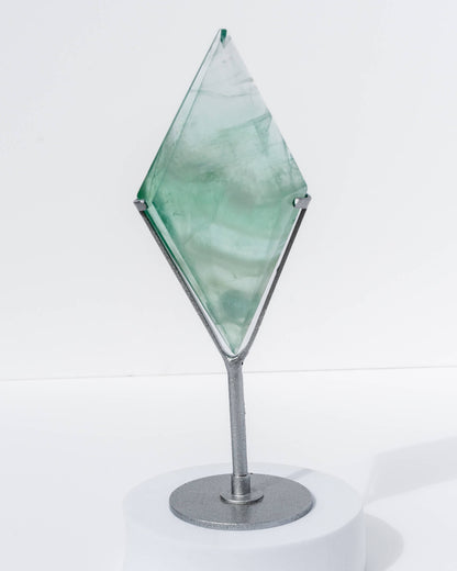 Fluorite Diamond on Silver Stand Healing Crystal