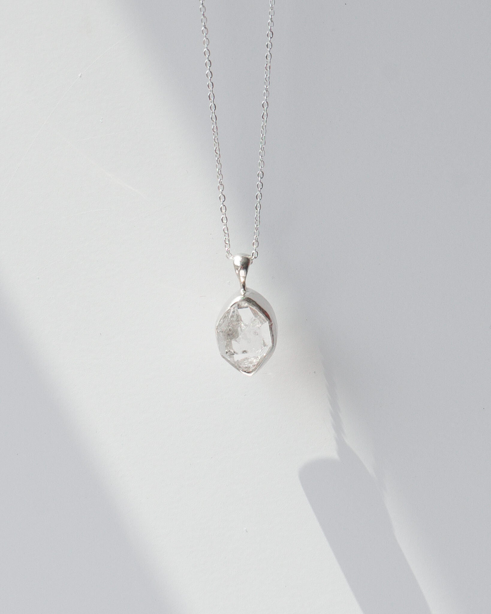 Herkimer Diamond Pendant 925 Sterling Silver Crystal Necklace Healing Crystal