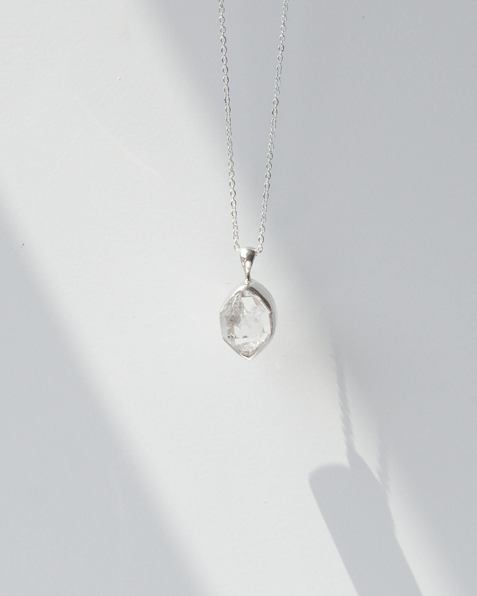 Herkimer Diamond Crystal Necklace - 925 Sterling Silver