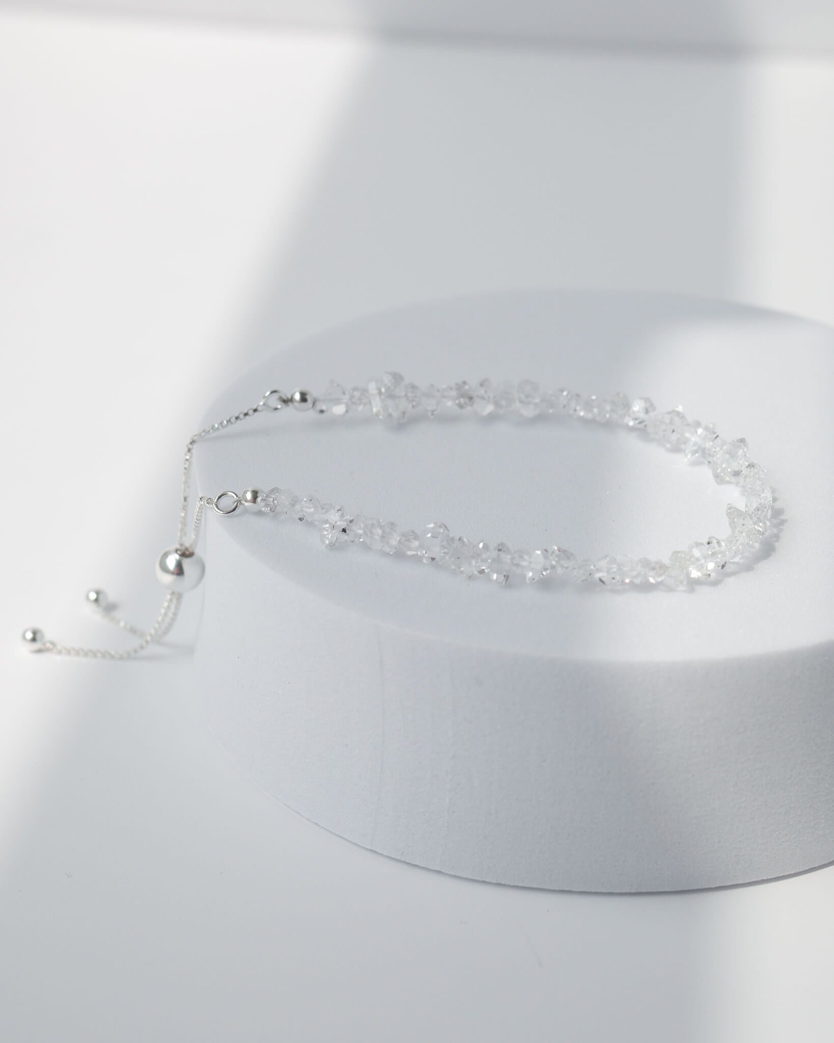 Herkimer Diamond Raw Bracelet 925 Sterling Silver Healing Crystal