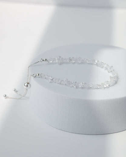 Herkimer Diamond Raw Bracelet 925 Sterling Silver Healing Crystal