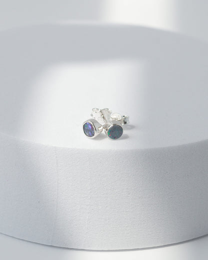 Australian Opal Stud Earrings 925 Sterling Silver Healing Crystal