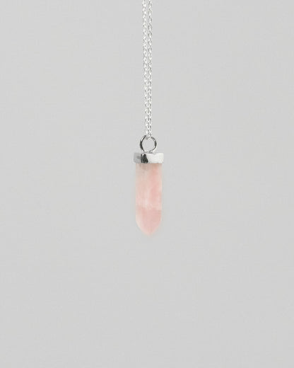 Rose Quartz Pendant 925 Sterling Silver Crystal Necklace Healing Crystal