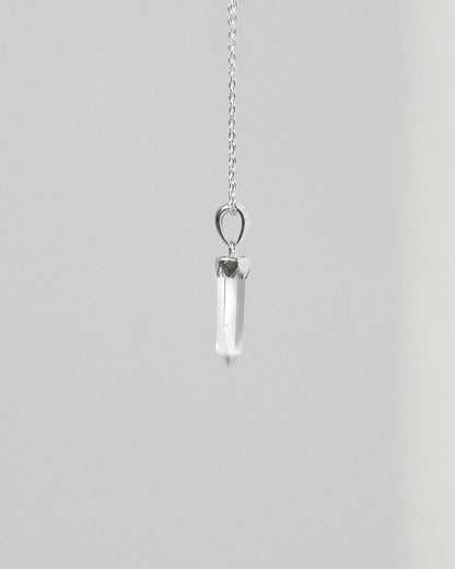 Clear Quartz Point Pendant 925 Serling Silver Crystal Necklace Healing Crystal