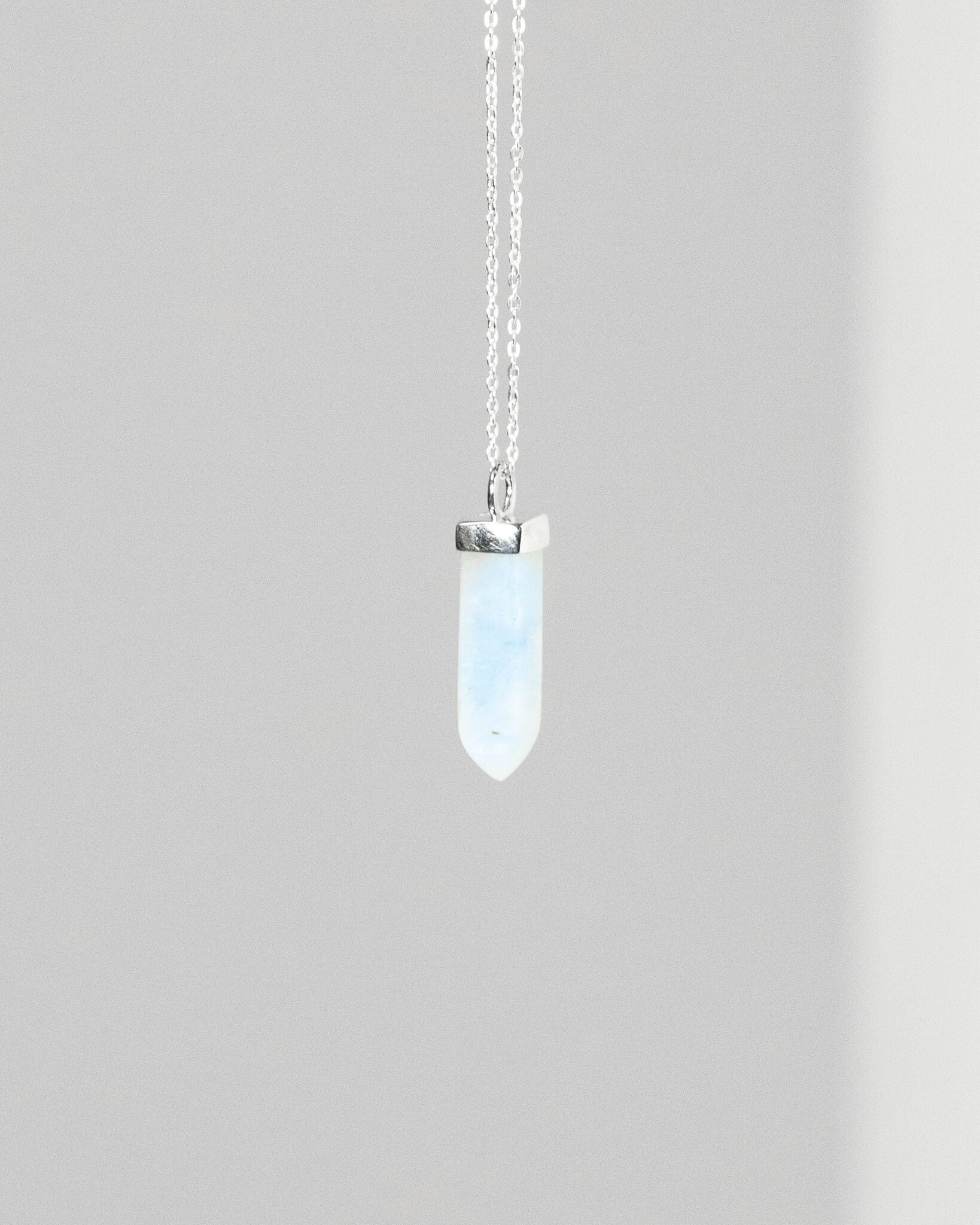 Rainbow Moonstone Pendant Crystal Necklace - 925 Sterling Silver