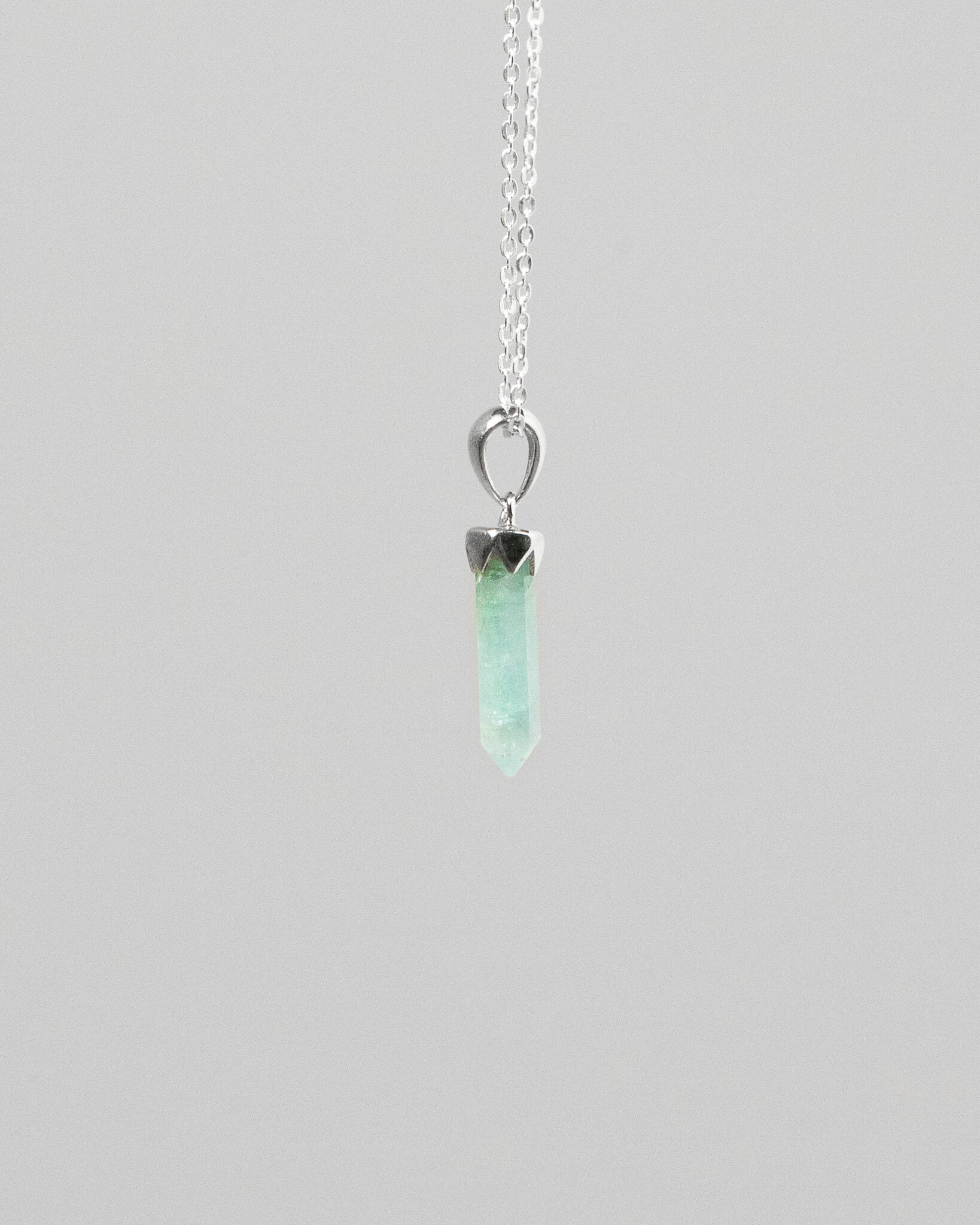 Aquamarine Crystal Necklace - 925 Sterling Silver