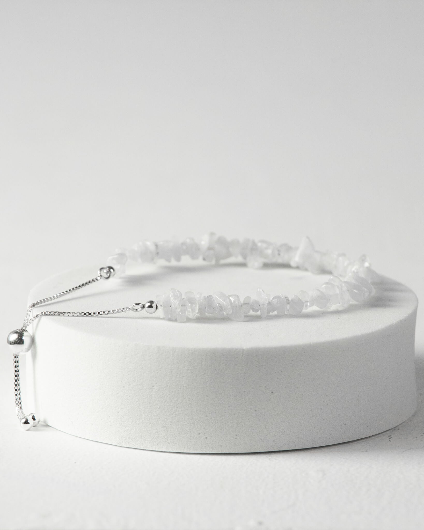 Rainbow Moonstone Raw Chip Bracelet 925 Sterling Silver Healing Crystal