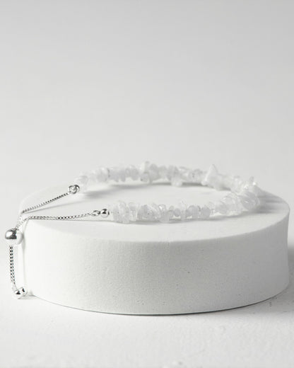 Rainbow Moonstone Raw Chip Bracelet 925 Sterling Silver Healing Crystal