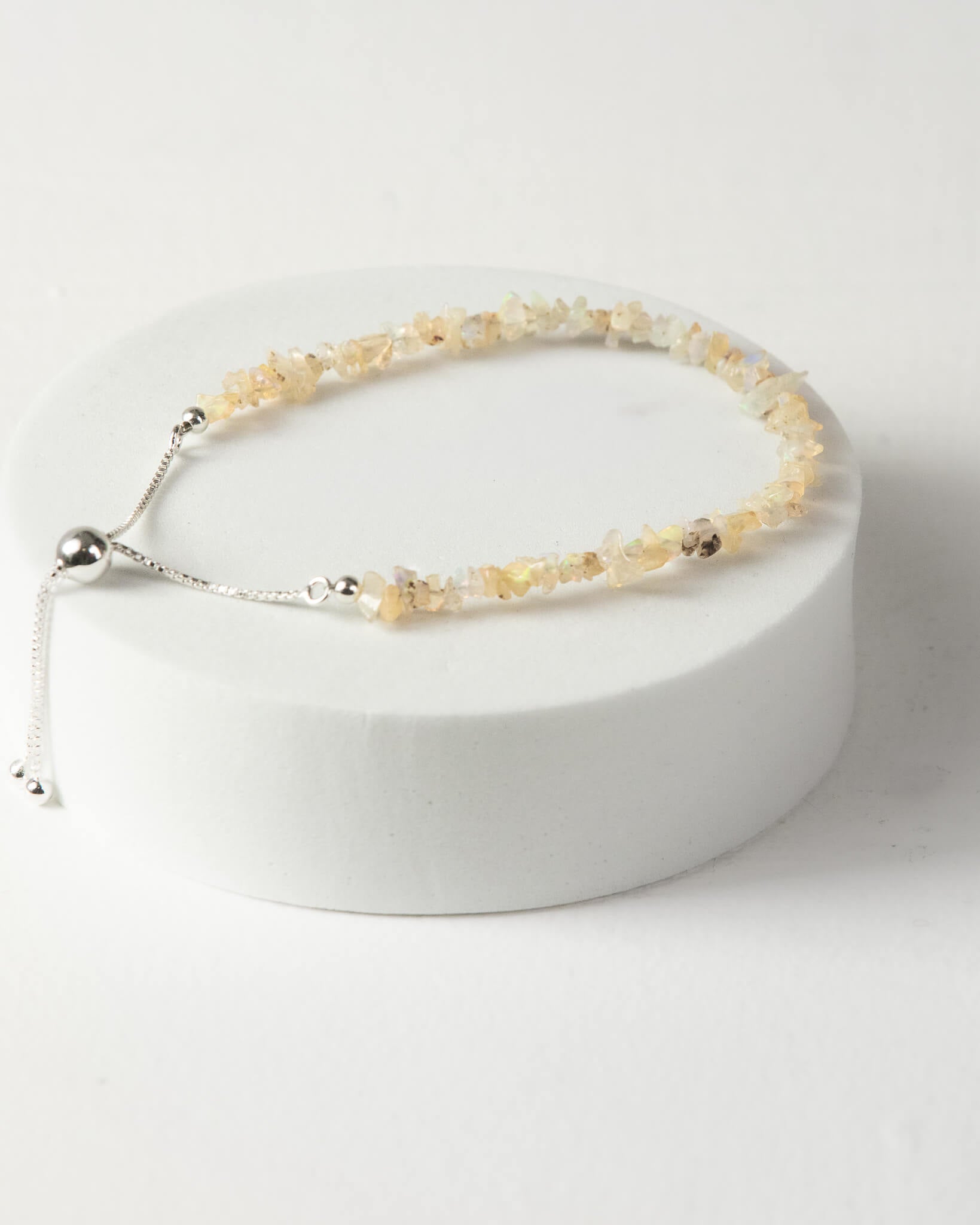 Ethiopian Opal Raw Chip Bracelet 925 Sterling Silver Healing Crystal