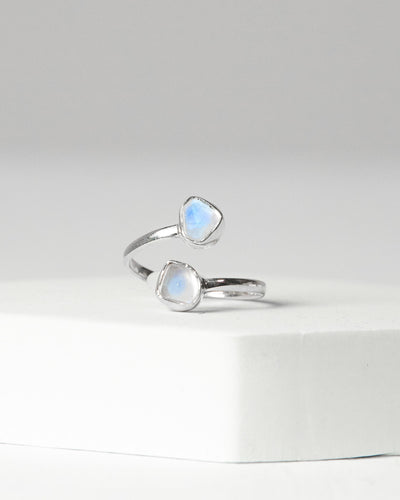 Rainbow Moonstone Raw 925 Sterling Silver Ring Healing Crystal
