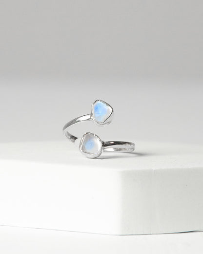 Rainbow Moonstone Raw 925 Sterling Silver Ring Healing Crystal
