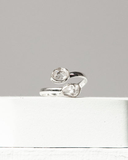 Herkimer Diamond Raw 925 Sterling Silver Ring Healing Crystal