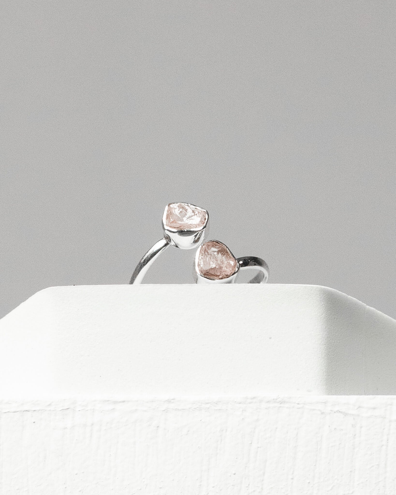 Morganite Raw 925 Sterling Silver Ring Healing Crystal