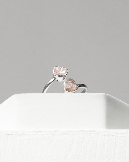 Morganite Raw 925 Sterling Silver Ring Healing Crystal