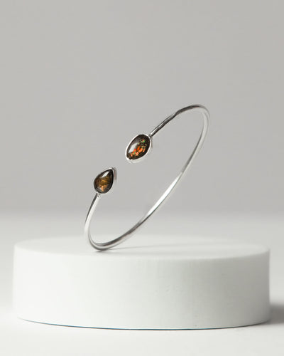 Ammolite Bangle 925 Sterling Silver Bracelet Healing Crystal