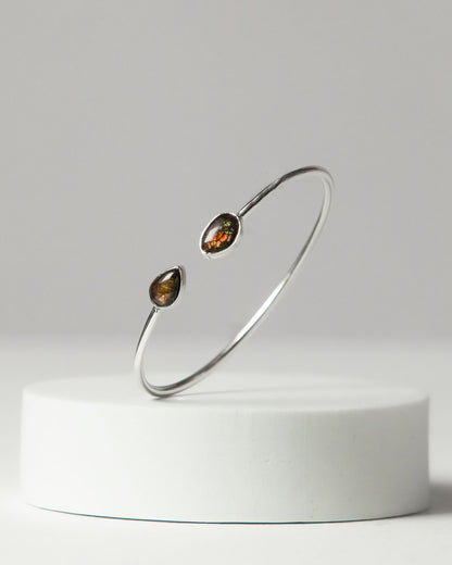 Ammolite Bangle 925 Sterling Silver Bracelet Healing Crystal