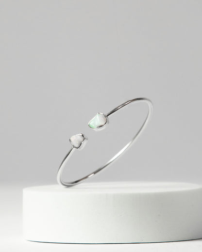 Ethiopian Opal Raw Bangle 925 Sterling Silver Bracelet Healing Crystal