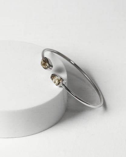Pyrite Raw Bangle 925 Sterling Silver Bracelet Healing Crystal