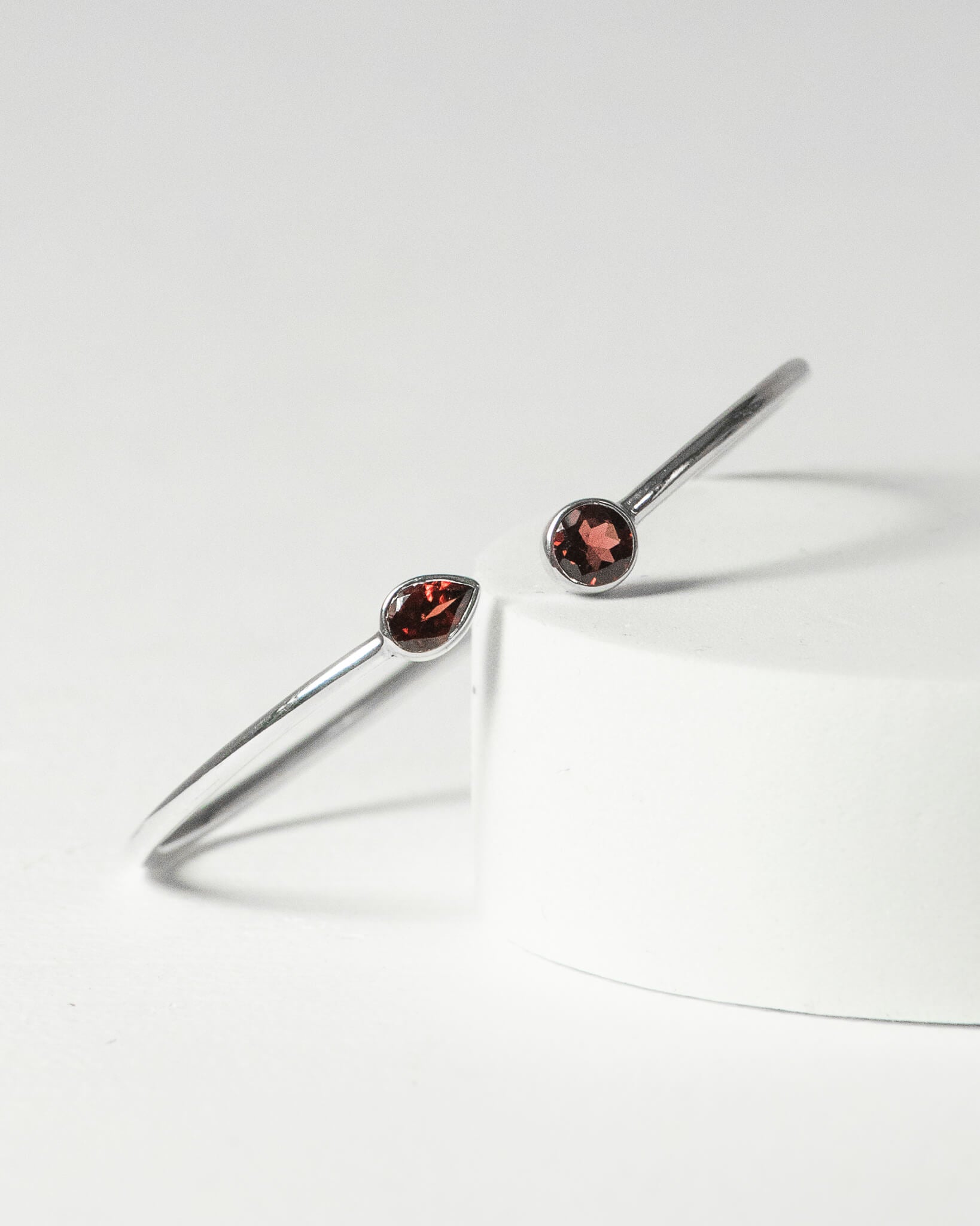 Garnet Faceted Bangle 925 Sterling Silver Bracelet Healing Crystal