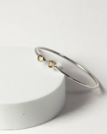 Citrine Faceted Bangle 925 Sterling Silver Bracelet Healing Crystal