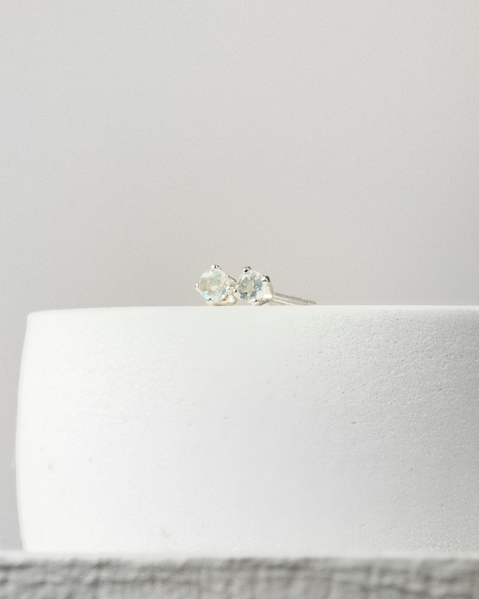 Rainbow Moonstone Faceted Stud Earrings 925 Sterling Silver Healing Crystal