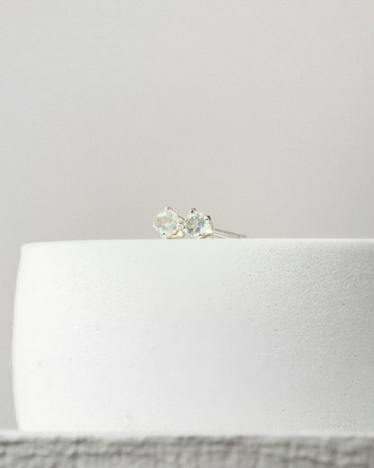 Rainbow Moonstone Faceted Stud Earrings 925 Sterling Silver Healing Crystal