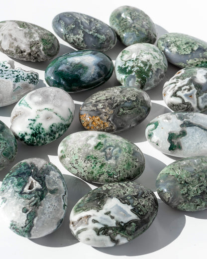 Moss agate Palm Stone Healing Crystal
