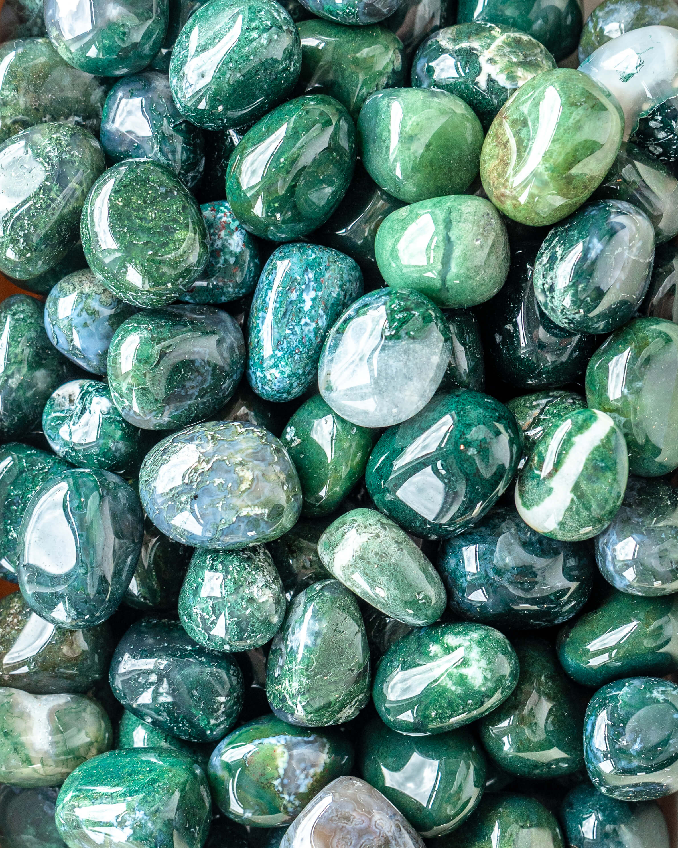 Moss Agate Crystal Tumble Stone