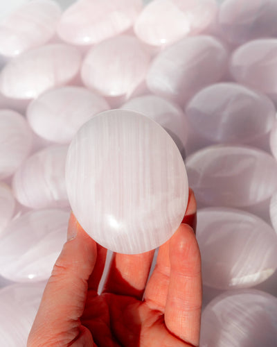 Mangano Calcite Palm Stone Healing Crystal