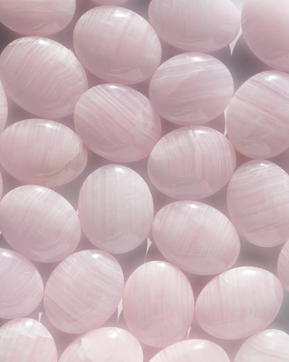 Mangano Calcite Palm Stone Healing Crystal