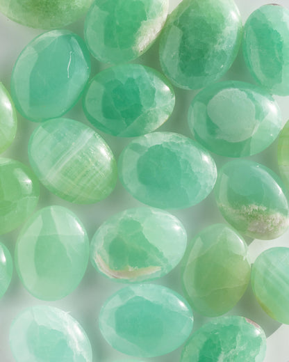 Pistachio Calcite Palm Stone Healing Crystal