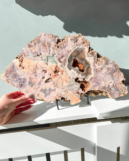 Pink Amethyst Slab on Stand Healing Crystal