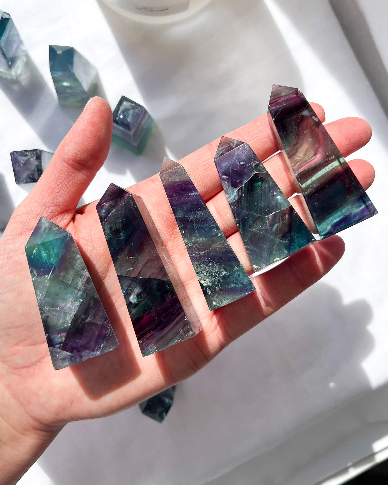 Rainbow Fluorite Obelisk Healing Crystal