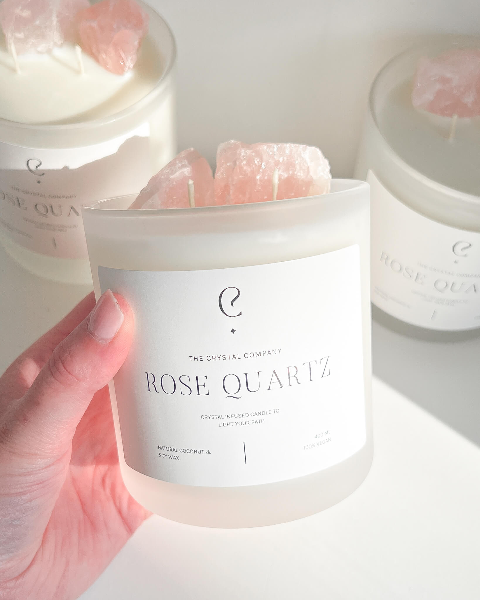 Rose Quartz Crystal Candle Healing Crystal