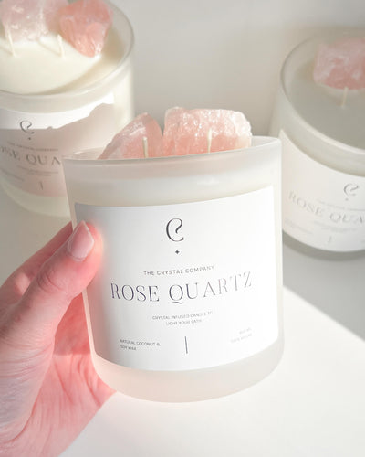 Rose Quartz Crystal Candle